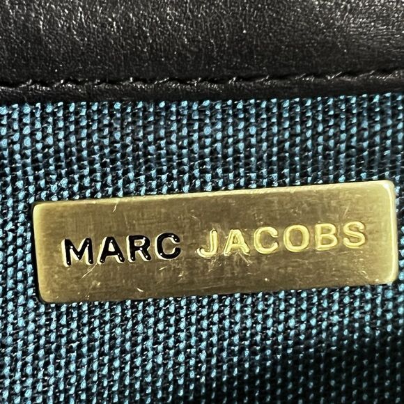 Marc Jacobs Abstract Leopard Print Corduroy Flap Clutch Blue Beige Button - Picture 5 of 16